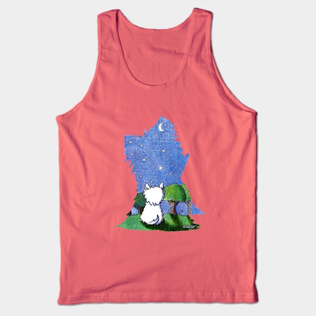 Starry Sky Westie Dog Tank Top by KiniArt